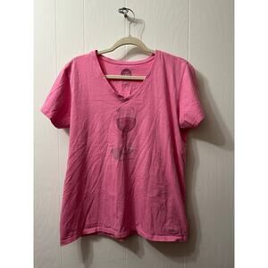 Life Is Good Shirt Womens Large Pink Wine Classic Fit Crusher Tee Ladies